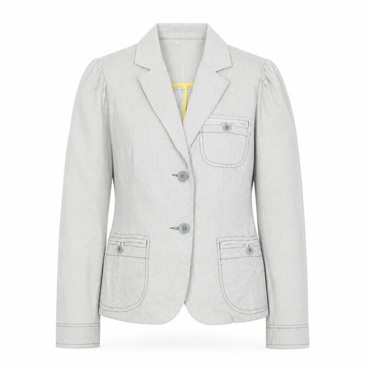 Next Womens Grey Striped Biker Jacket Size 12 Button - Pockets, Pleated