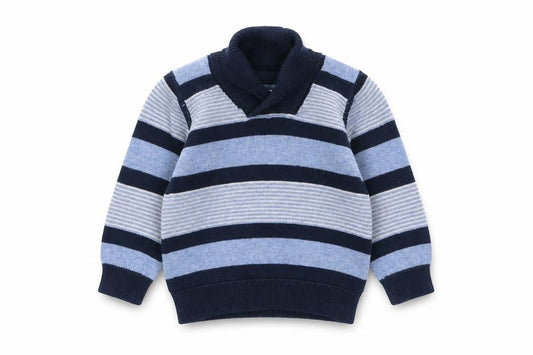 Earlydays Boys Blue Striped Cotton Pullover Jumper Size 0-3 Months Pullover