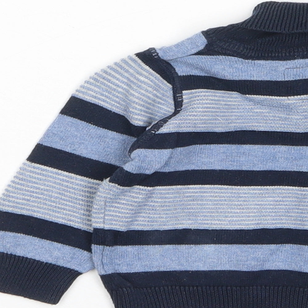 Earlydays Boys Blue Striped Cotton Pullover Jumper Size 0-3 Months Pullover