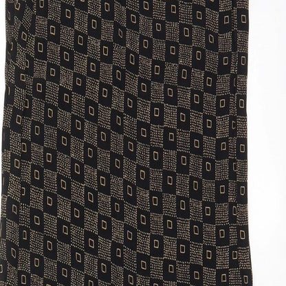 Wallis Womens Brown Geometric Viscose A-Line Size 10 Boat Neck Button - Side slit