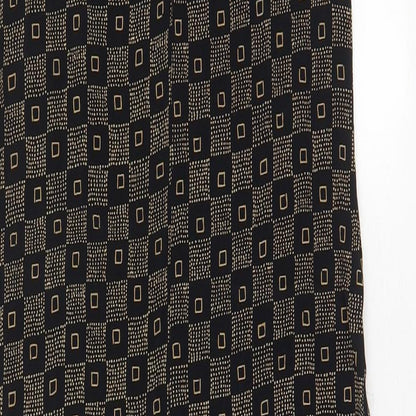 Wallis Womens Brown Geometric Viscose A-Line Size 10 Boat Neck Button - Side slit