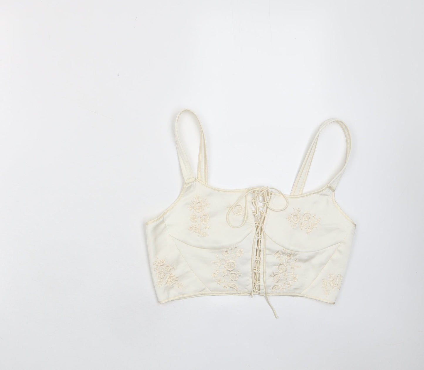 Womens UK Size S Zara Ivory Cropped Tank