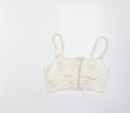 Womens UK Size S Zara Ivory Cropped Tank