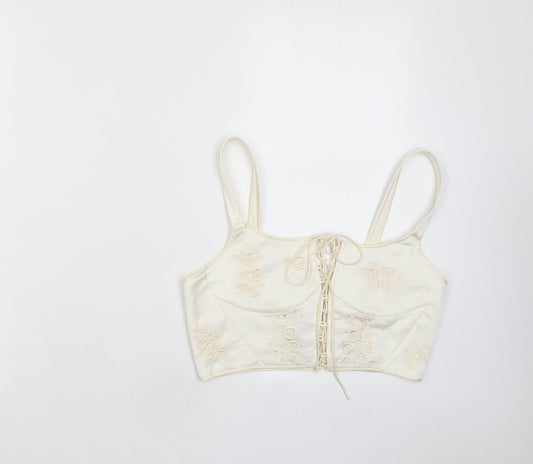 Womens UK Size S Zara Ivory Cropped Tank