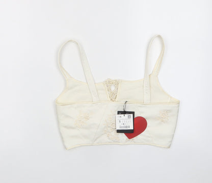 Womens UK Size S Zara Ivory Cropped Tank