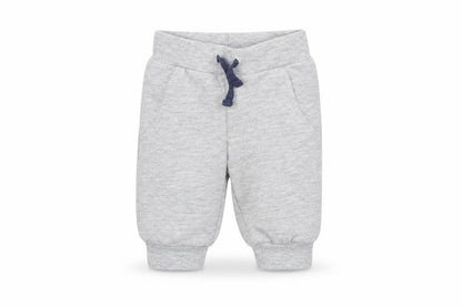 Front view of Disney boys’ grey polyester jogger trousers, size 0-3, months drawstring - pockets