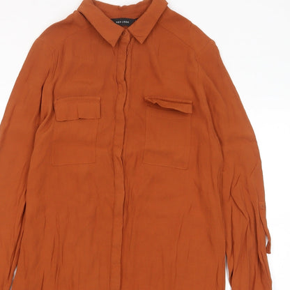 NEXT Womens Brown Viscose Shirt Dress Size 12 Collared Button