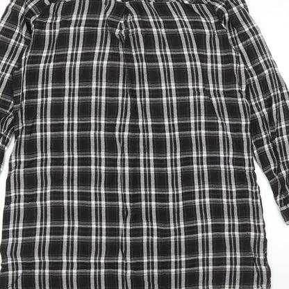 New Look Womens Grey Plaid Viscose Shift Size 10 Collared Button - Embroidered