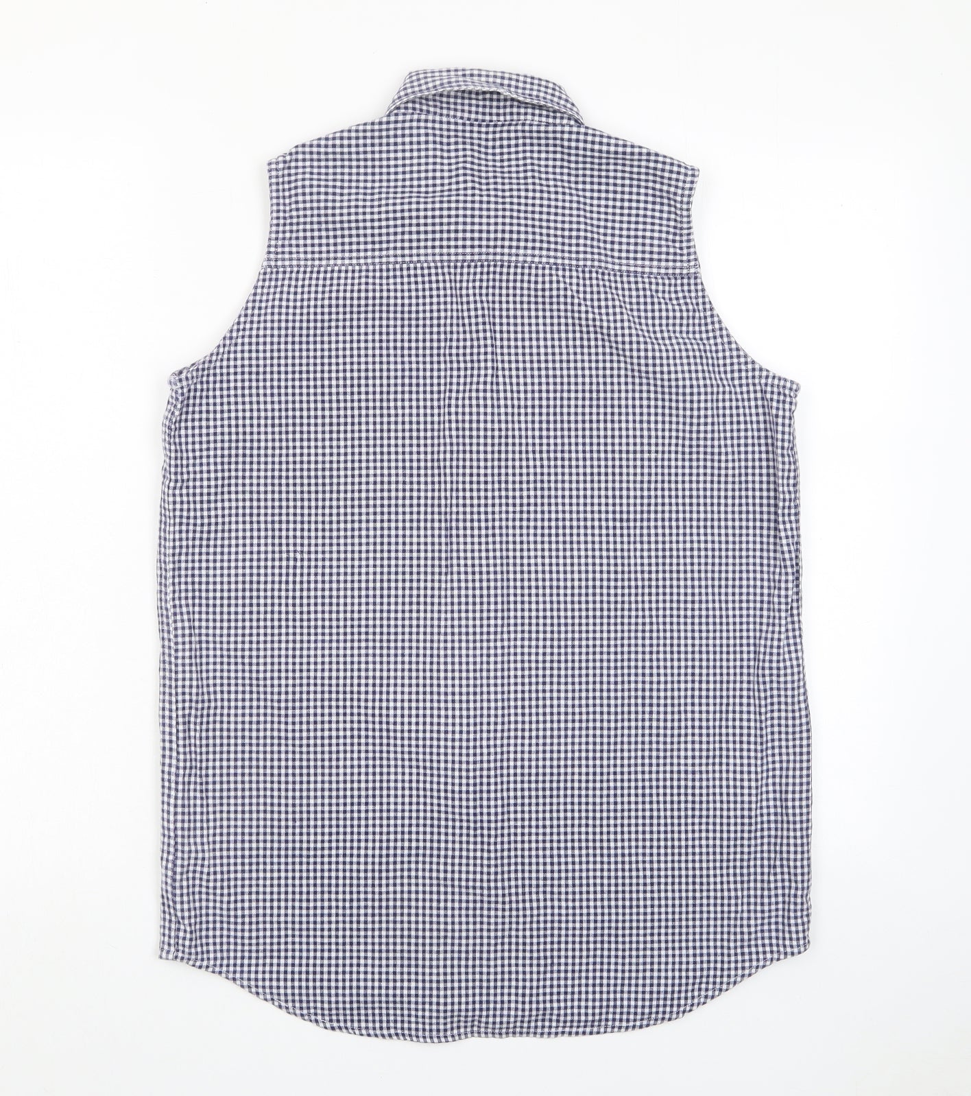 Essentials Womens Blue Plaid Cotton Basic Button-Up Size 10 Collared - 10-12