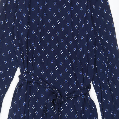 Gap Womens Blue Geometric Viscose Shirt Dress Size 10 Collared Button - Belted