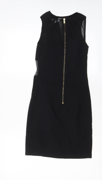 New Look Womens Black Viscose A-Line Size 10 Crew Neck Zip