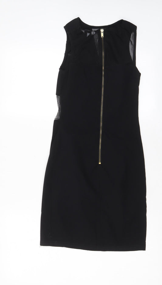 New Look Womens Black Viscose A-Line Size 10 Crew Neck Zip
