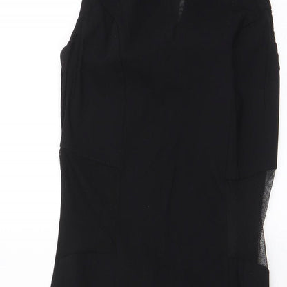 New Look Womens Black Viscose A-Line Size 10 Crew Neck Zip