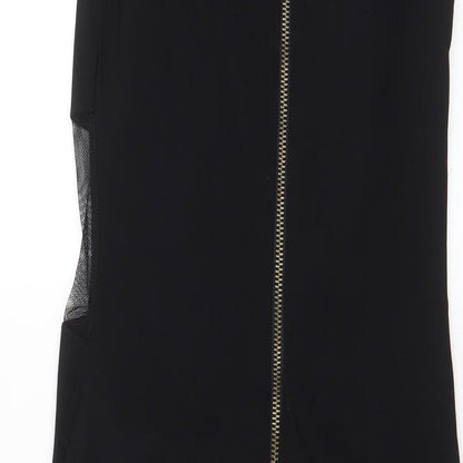 New Look Womens Black Viscose A-Line Size 10 Crew Neck Zip
