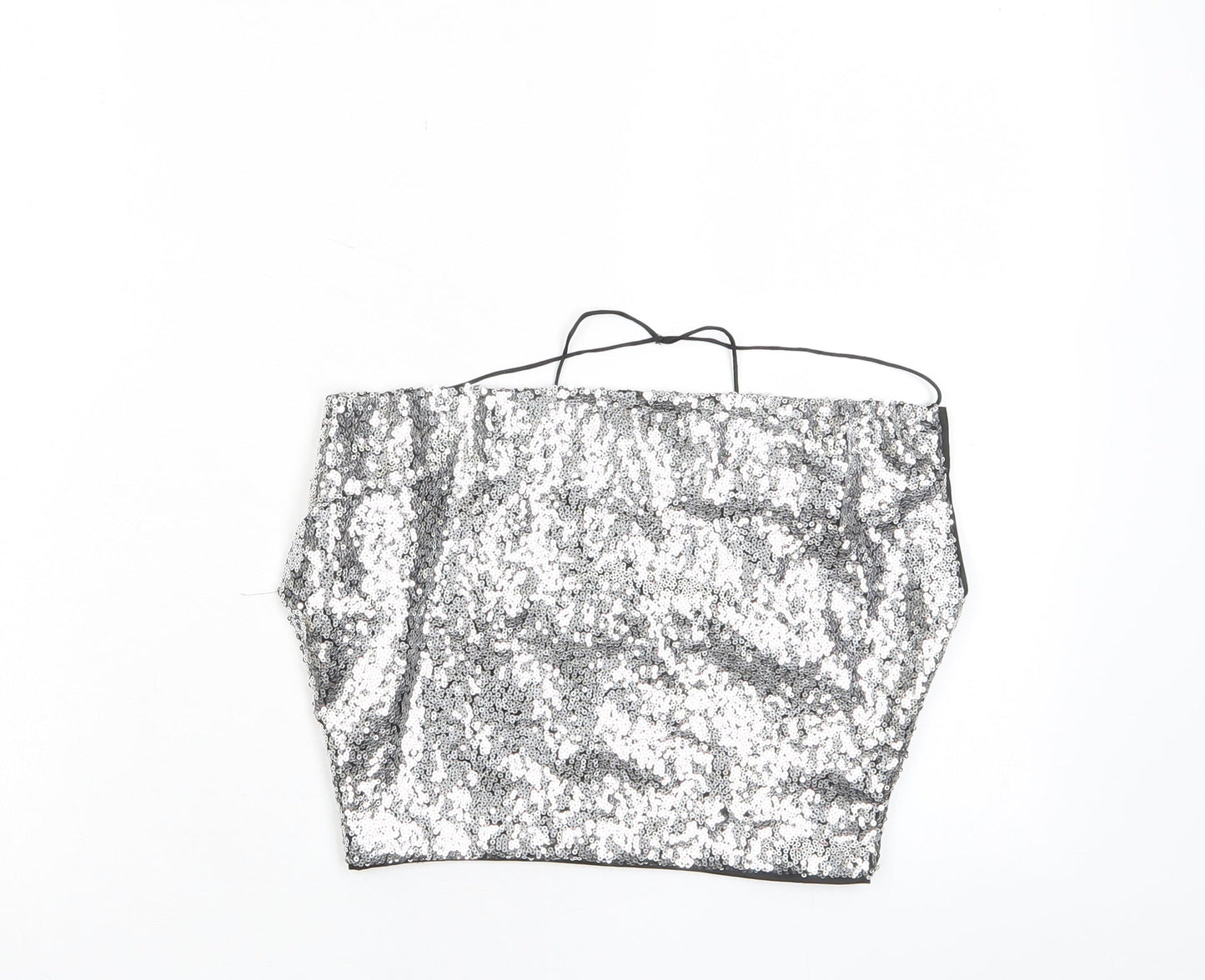 Womens UK Size 6 Missguided Silver Cropped Tank