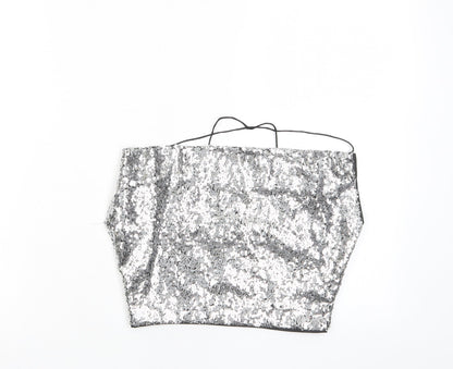 Womens UK Size 6 Missguided Silver Cropped Tank