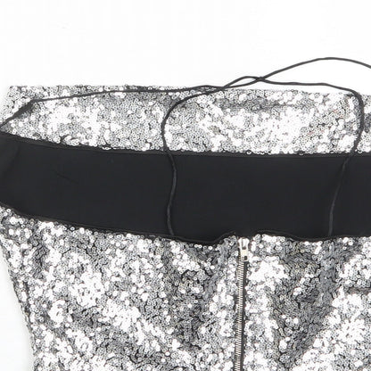 Womens UK Size 6 Missguided Silver Cropped Tank