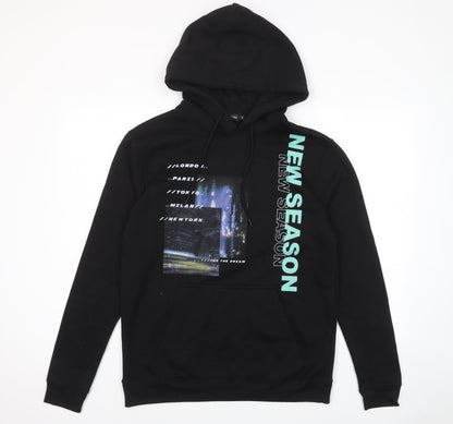 PRETTYLITTLETHING Womens Black Cotton Pullover Hoodie Size S Pullover - Pockets