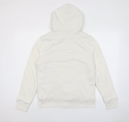 Gap Womens White Cotton Full Zip Hoodie Size M Zip - Logo, Pockets