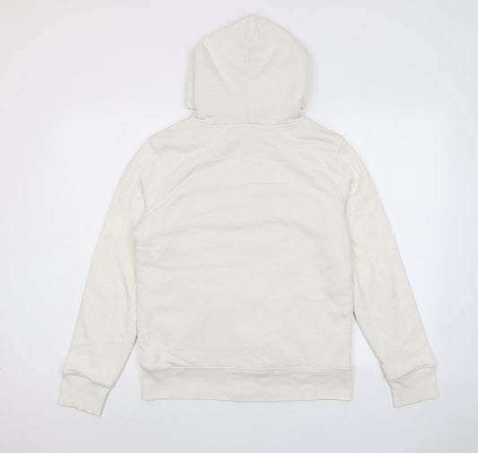 Gap Womens White Cotton Full Zip Hoodie Size M Zip - Logo, Pockets