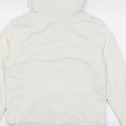 Gap Womens White Cotton Full Zip Hoodie Size M Zip - Logo, Pockets
