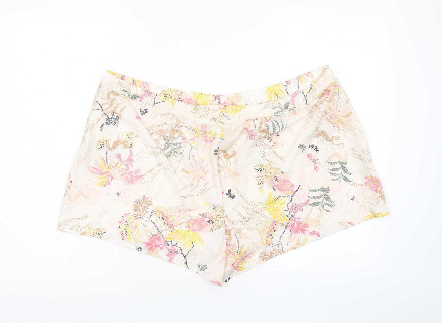 Marks and Spencer Womens Pink Floral Polyester Top Sleep Shorts Size 22 - Elasticated waist