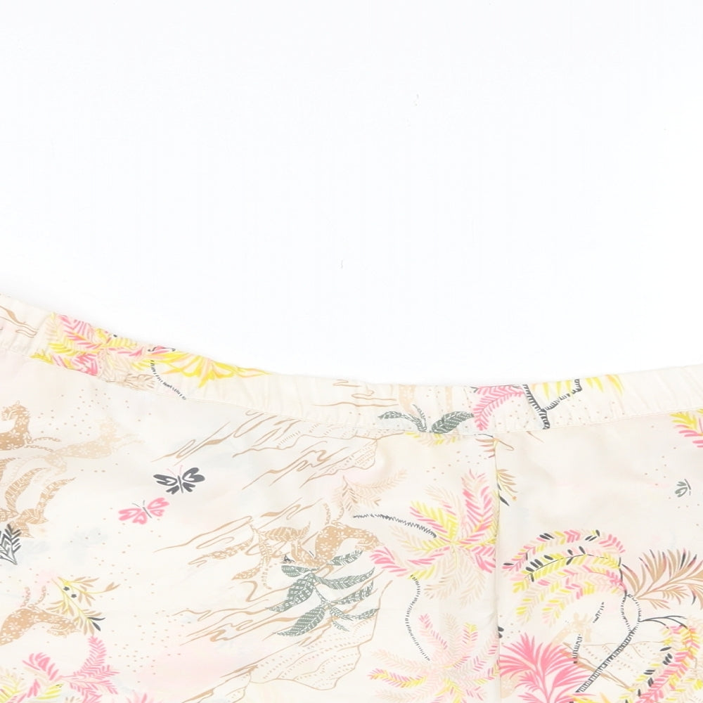 Marks and Spencer Womens Pink Floral Polyester Top Sleep Shorts Size 22 - Elasticated waist