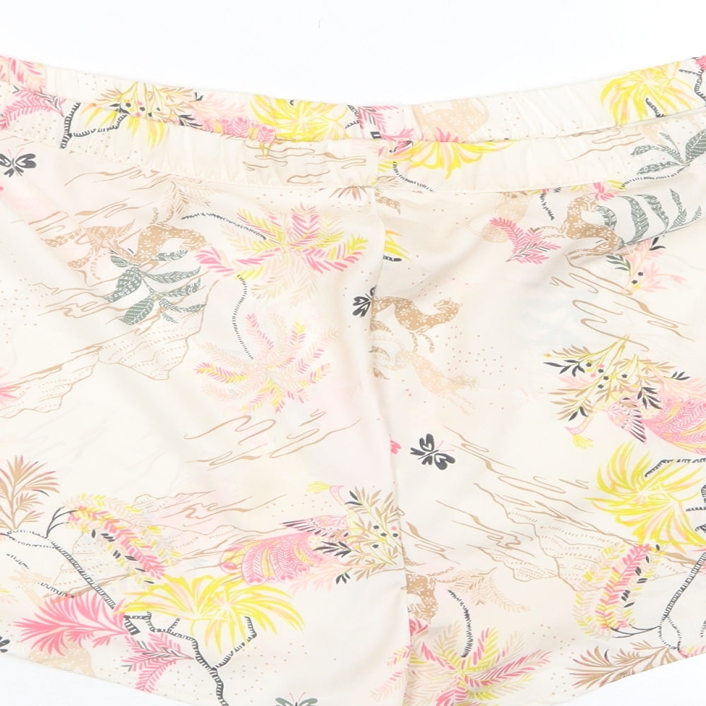 Marks and Spencer Womens Pink Floral Polyester Top Sleep Shorts Size 22 - Elasticated waist