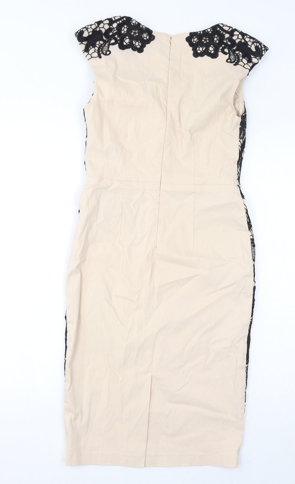 Paper Dolls Womens Ivory Viscose Pencil Dress Size 8 V-Neck Zip - Lace Detail