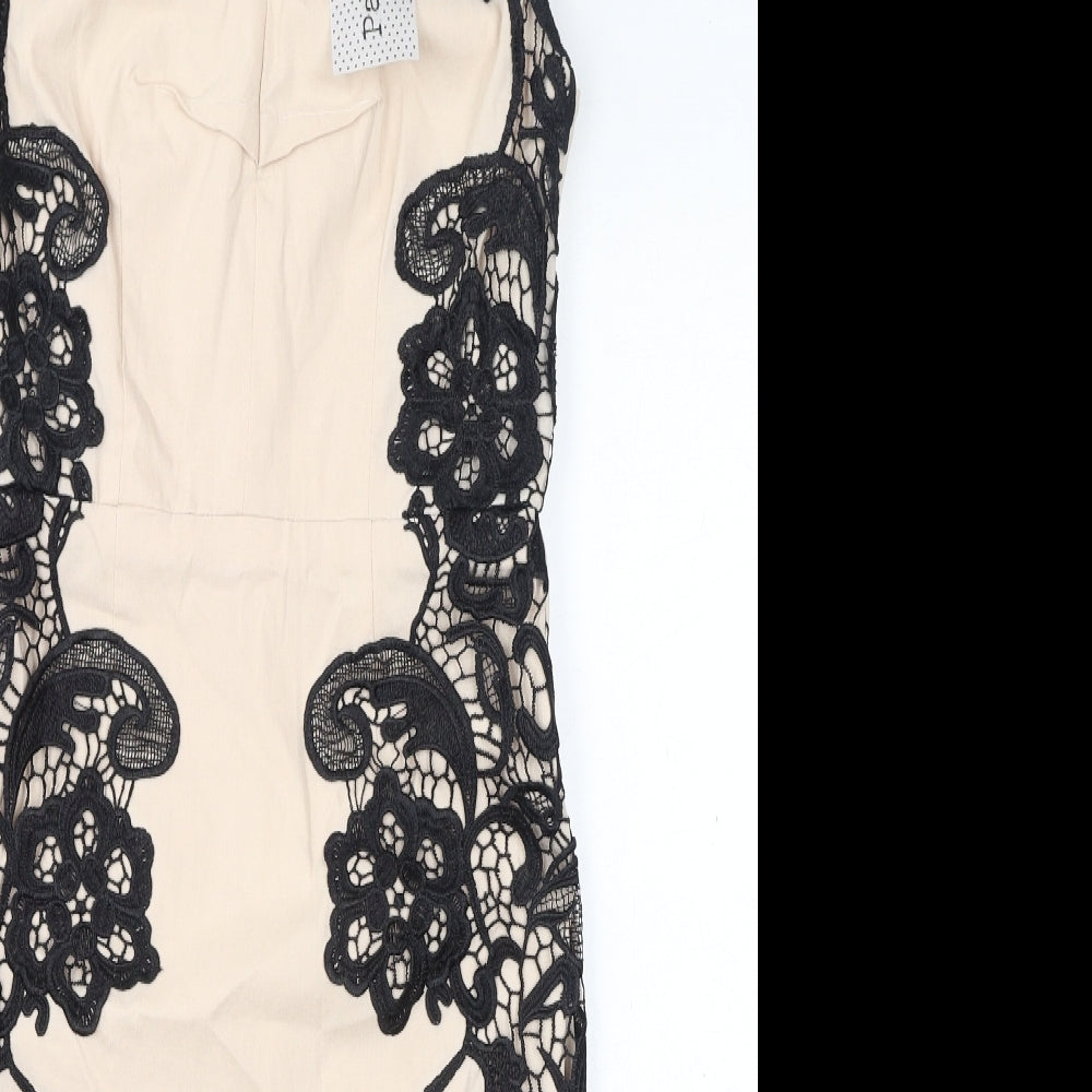 Paper Dolls Womens Ivory Viscose Pencil Dress Size 8 V-Neck Zip - Lace Detail