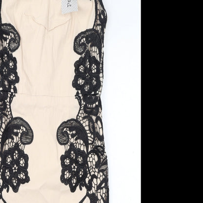 Paper Dolls Womens Ivory Viscose Pencil Dress Size 8 V-Neck Zip - Lace Detail