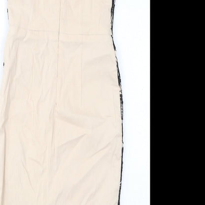 Paper Dolls Womens Ivory Viscose Pencil Dress Size 8 V-Neck Zip - Lace Detail