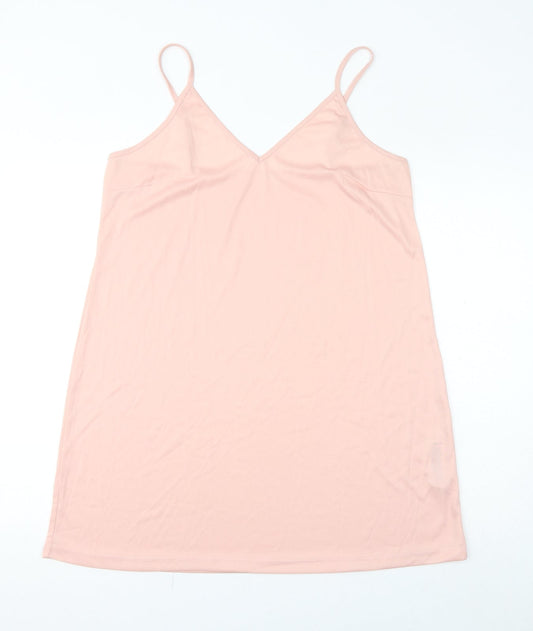 ASOS Womens Pink Polyester Slip Dress Size 18 V-Neck Pullover