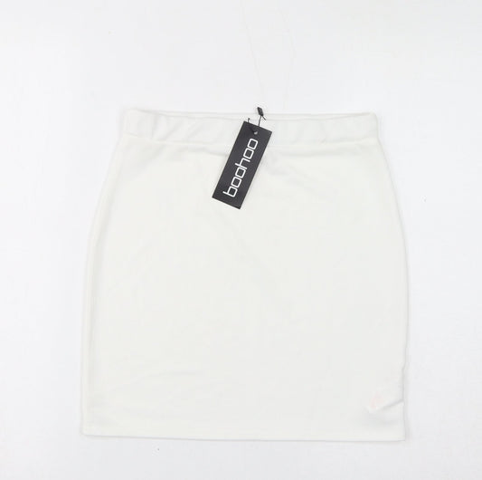 Boohoo Womens White Polyester Bandage Skirt Size 10