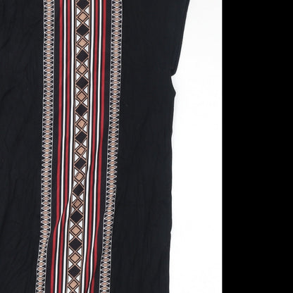 Oasis Womens Black Geometric Viscose T-Shirt Dress Size XS Round Neck Pullover