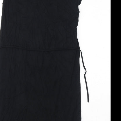 Oasis Womens Black Geometric Viscose T-Shirt Dress Size XS Round Neck Pullover