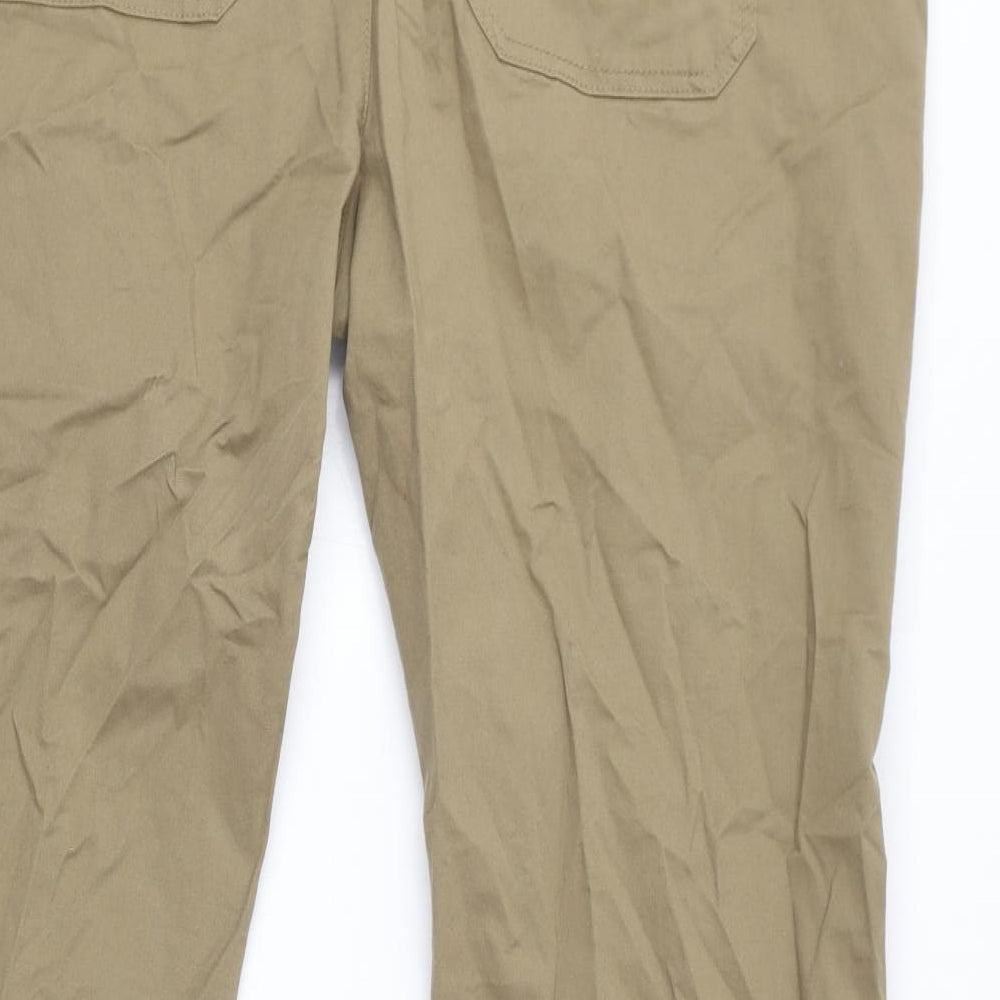 Marks and Spencer Mens Brown Cotton Jogger Trousers Size 2XL L32 in Regular Drawstring