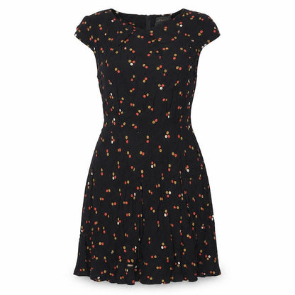Apricot Womens Black Polka Dot Viscose Mini Size M Round Neck Zip