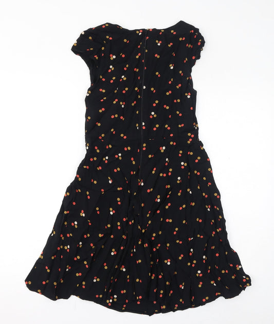 Apricot Womens Black Polka Dot Viscose Mini Size M Round Neck Zip