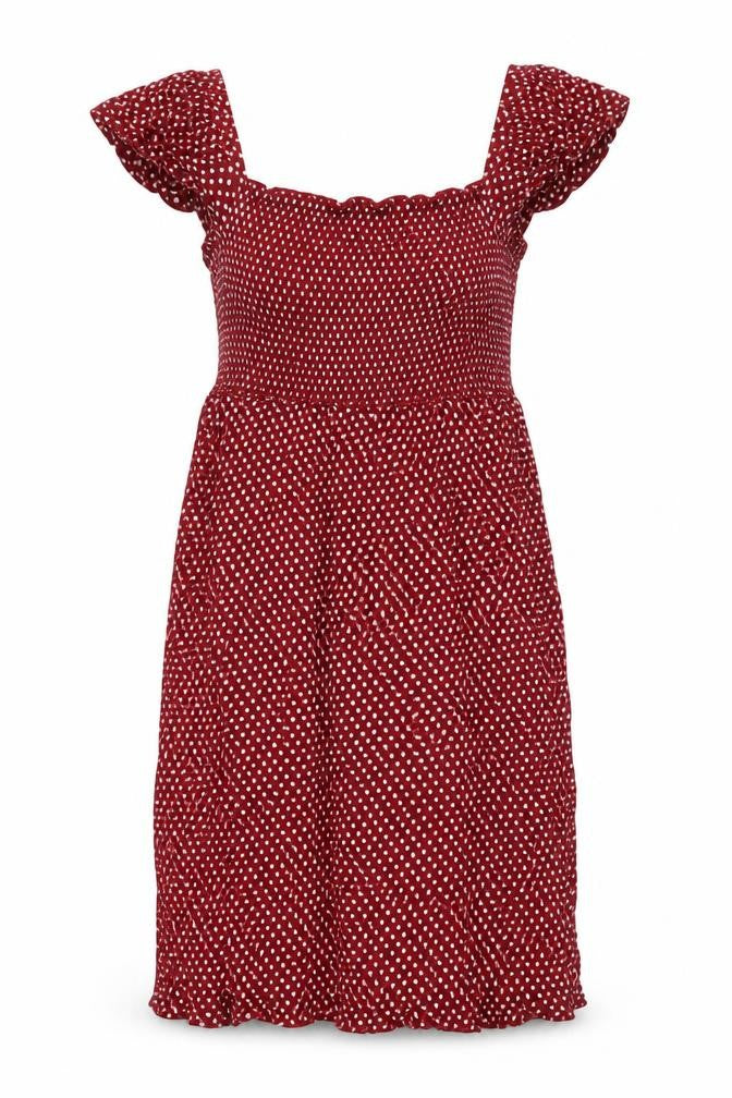 NEXT Womens Red Polka Dot Viscose Mini Size 12 Off the Shoulder Pullover