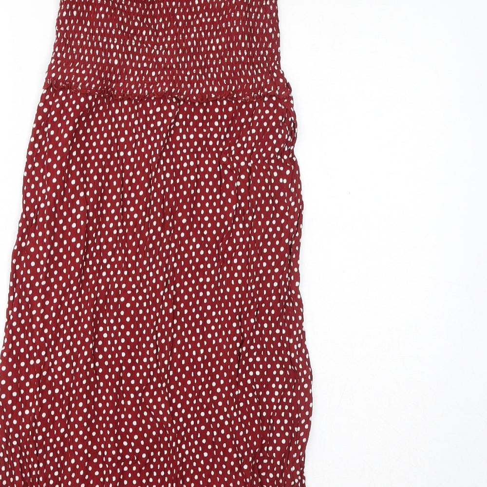 NEXT Womens Red Polka Dot Viscose Mini Size 12 Off the Shoulder Pullover