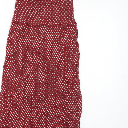 NEXT Womens Red Polka Dot Viscose Mini Size 12 Off the Shoulder Pullover