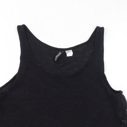 Divided by H&M Womens Black Polyester Basic Tank Size S Scoop Neck - Broderie Anglaise