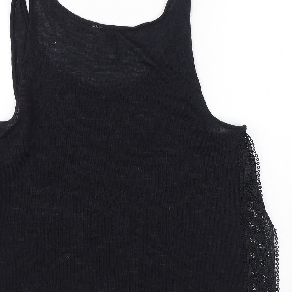 Divided by H&M Womens Black Polyester Basic Tank Size S Scoop Neck - Broderie Anglaise