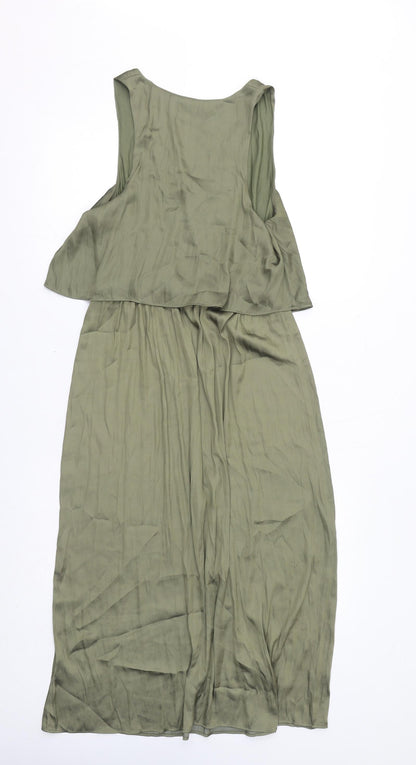H&M Womens Green Polyester Maxi Size 10 V-Neck Pullover