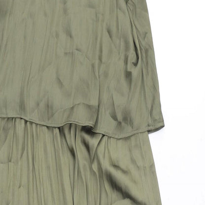 H&M Womens Green Polyester Maxi Size 10 V-Neck Pullover