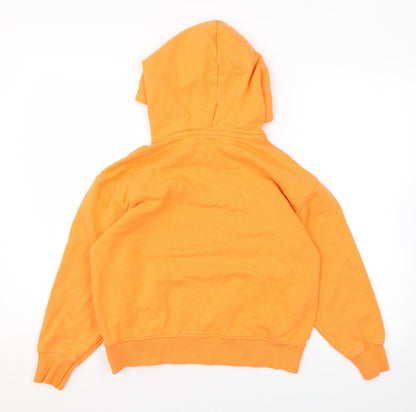 Zara Womens Orange Cotton Pullover Hoodie Size 10 Pullover