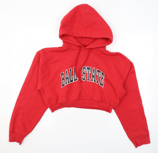Gildan Womens Red Cotton Pullover Hoodie Size M Pullover - Cropped