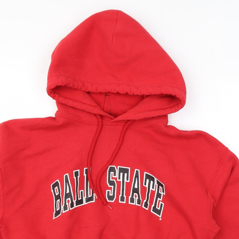 Gildan Womens Red Cotton Pullover Hoodie Size M Pullover - Cropped