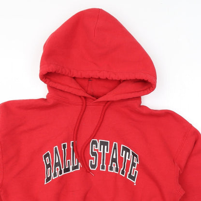 Gildan Womens Red Cotton Pullover Hoodie Size M Pullover - Cropped